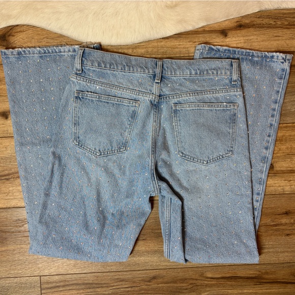 Zara high-waisted rhinestone blinged light-wash jeans - Picture 9 of 10